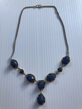 Sterling silver 925 tumble sapphire necklace